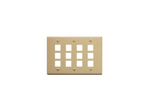 Faceplate Flat 3-gang 12-port Ivory