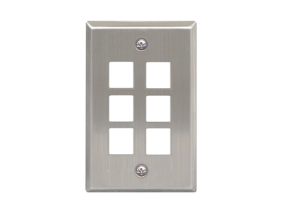 Picture of Blank Faceplate Stainless Steel 1-gang 6-port