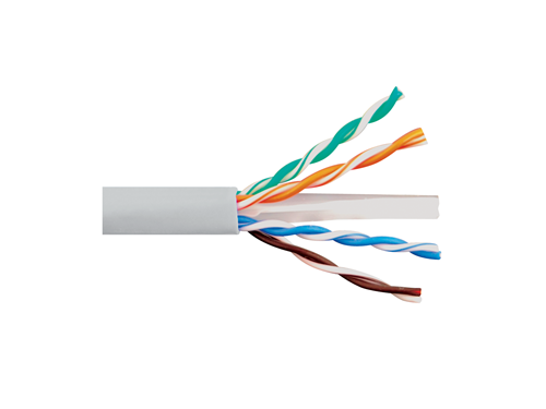 Solid Cat 6e UTP 600 MHz Riser Cable - White - 1000 FT