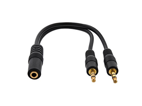 .5 FT Audio "Y" Splitter Cable - 3.5mm Female to Stereo Males