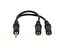 Audio splitter cable with 3.5 mm male plug to dual 3.5 mm female jacks