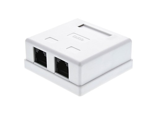 Surface Mount Box with CAT5e 110 Punch Down Terminals -Dual  RJ45 - 8 Conductor