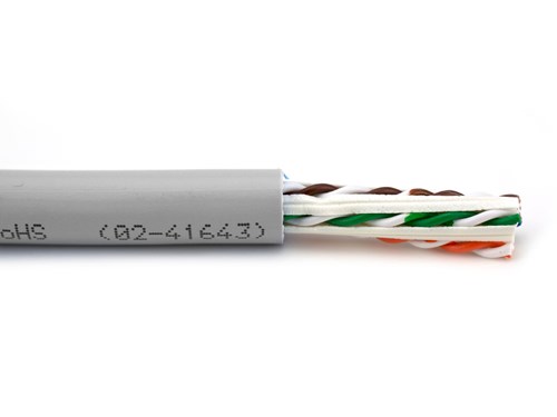 Category 6A Reduced Diameter Network Cable - Gray, Plenum (CMP), Solid, Unshielded - 1000 FT