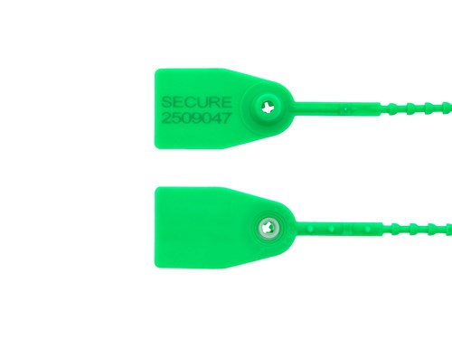 11 1/2 Inch Standard Green Pull Tight Plastic Seal - 100 Pack