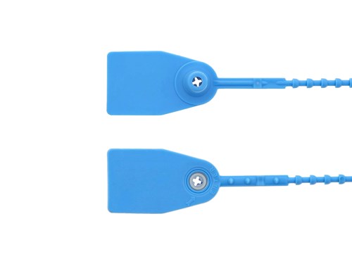 11 1/2 Inch Standard Blank Blue Pull Tight Plastic Seal - 100 Pack