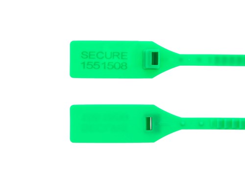 13 Inch Heavy-Duty Green Pull Tight Plastic Seal - 100 Pack