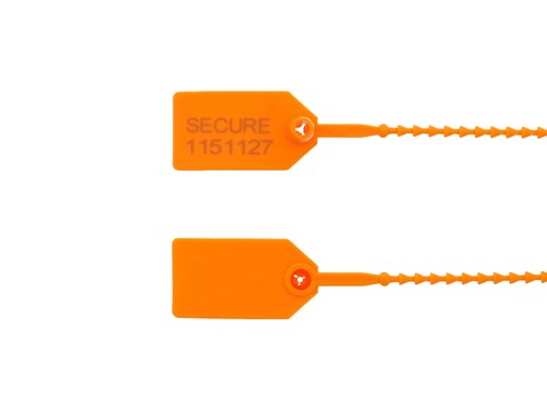 8 Inch Light-Duty Orange Pull Tight Plastic Seal - 100 Pack