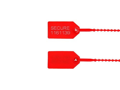 8 Inch Light-Duty Red Pull Tight Plastic Seal - 100 Pack