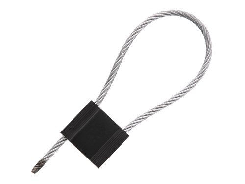 Security Tie - 12 Inch Blank Black Pull Tight Galvanized Steel Cable Seal with 5mm wire - 50 Pack