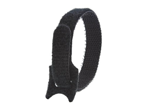 8 Inch Black Hook and Loop Tie Wrap - 10 Pack