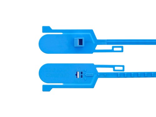 15 Inch Blank Tamper Evident Tear Away Blue Plastic Seal - 100 Pack