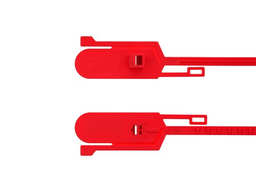 15 Inch Blank Tamper Evident Tear Away Red Plastic Seal - 100 Pack