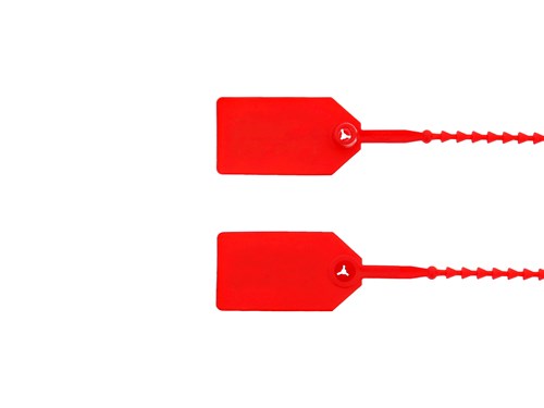 8 Inch Blank Light-Duty Red Pull Tight Plastic Seal - 100 Pack
