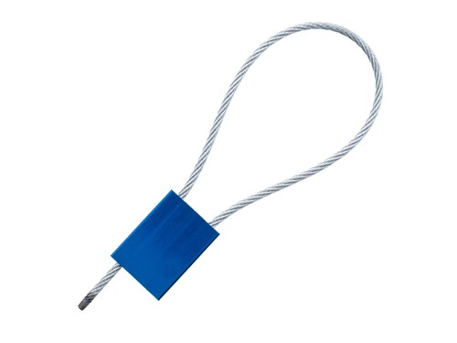 Security Tie - 12 Inch Blue Blank Pull Tight Galvanized Steel Cable Seal with 3.5mm wire - 50 Pack