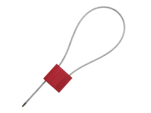 Security Tie - 12 Inch Red Blank Pull Tight Stainless Steel Cable Seal with 2.5mm wire - 50 Pack