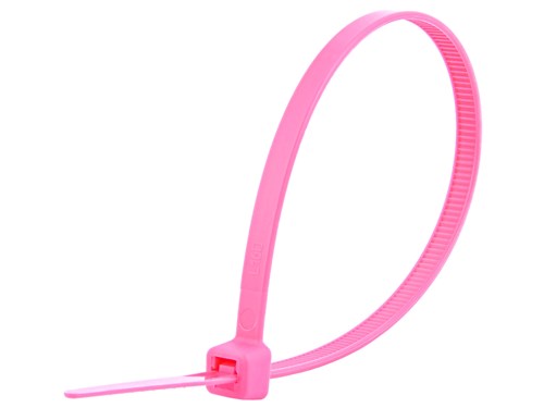 8 Inch Fluorescent Pink Standard Nylon Cable Tie - 100 Pack