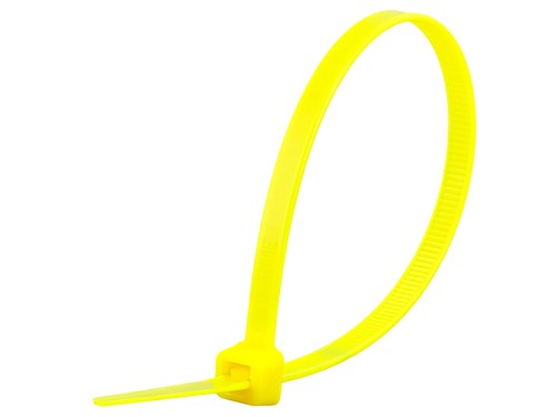8 Inch Fluorescent Yellow Standard Cable Tie - 100 Pack