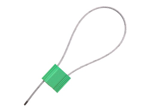 Security Tie - 12 Inch Green Blank Pull Tight Galvanized Steel Cable Seal with 2.5mm wire - 50 Pack