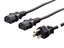 Splitter power cord with NEMA 5-15P male plug to dual IEC C13 female connectors