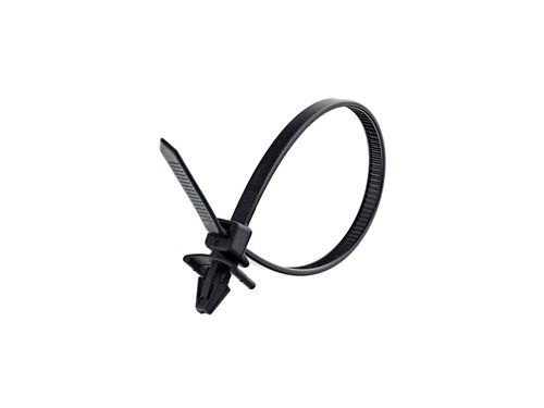 6 Inch UV Black UV Standard Winged Push Mount Cable Tie - 100 Pack