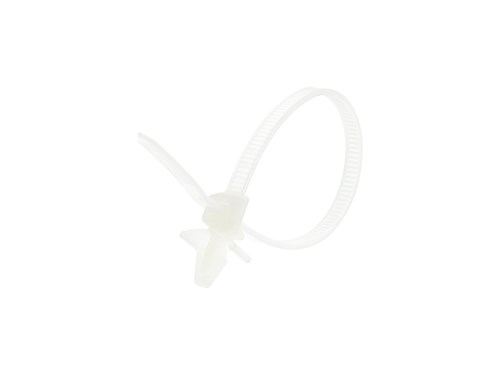 6 Inch Natural Standard Winged Push Mount Cable Tie - 100 Pack