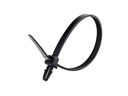 8 Inch UV Black UV Standard Push Mount Cable Tie - 100 Pack