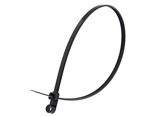 14 Inch Black UV Mount Head Cable Tie - 100 Pack
