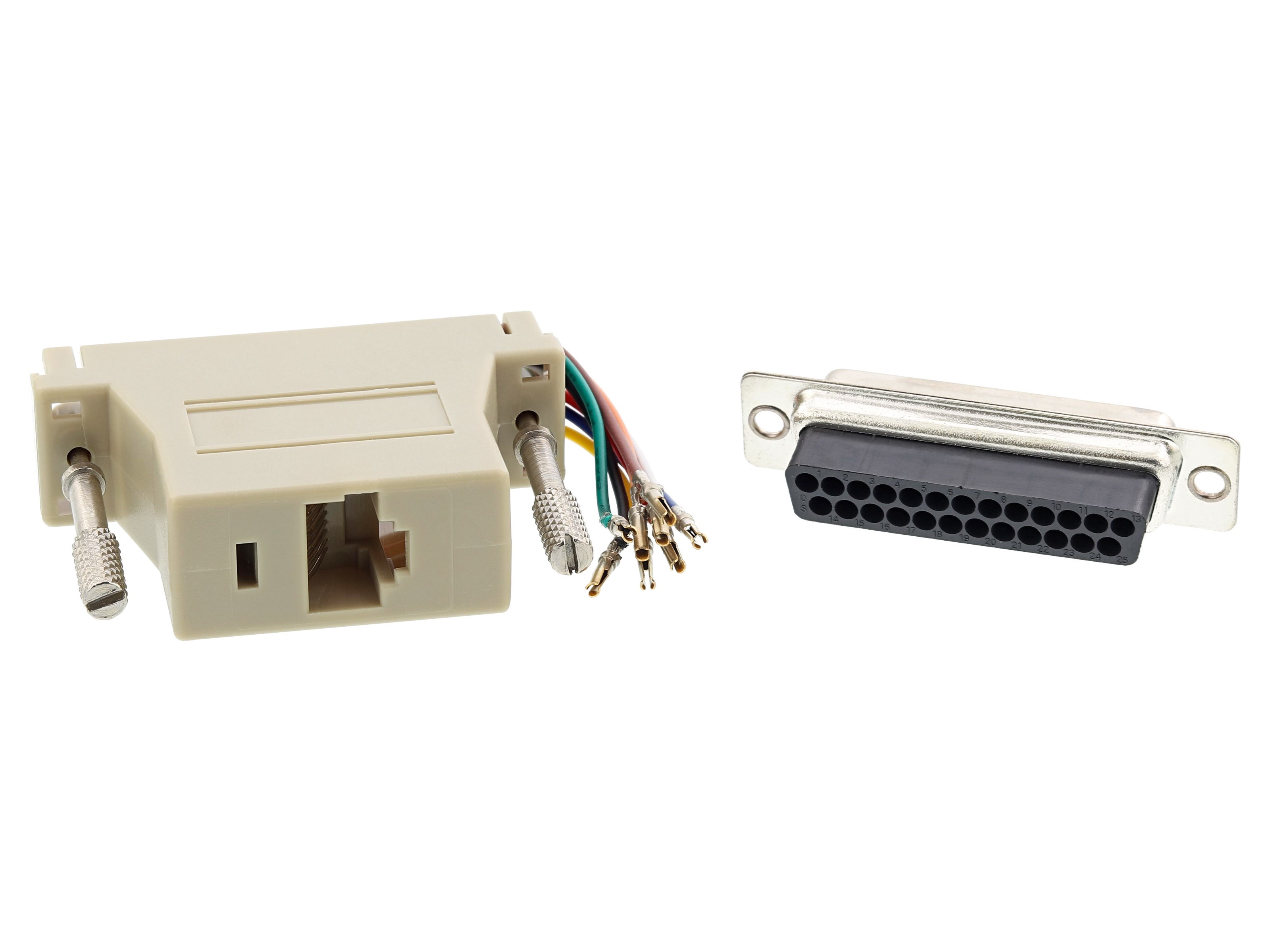 Modular Adapter Kit - DB25 Female to RJ45 - Beige | Computer Cable Store