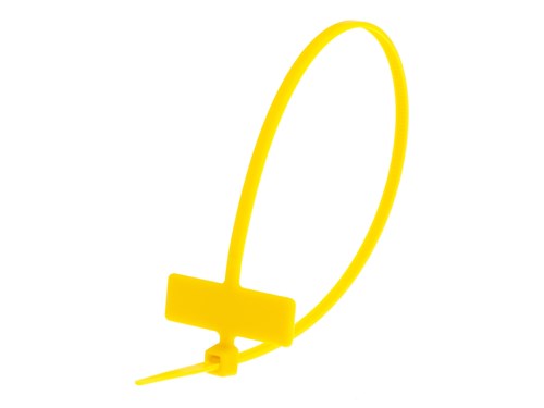 8 Inch Yellow Miniature Identification Cable Tie - 100 Pack