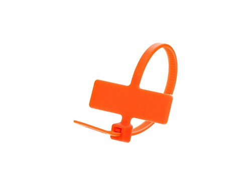 4 Inch Orange Miniature ID Cable Tie - Inside Flag - 100 Pack