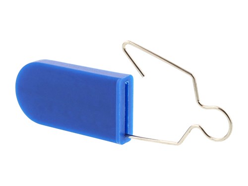 Security Tie - Blue Blank Plastic Padlock Security Seal with Metal Wire - 100 Pack