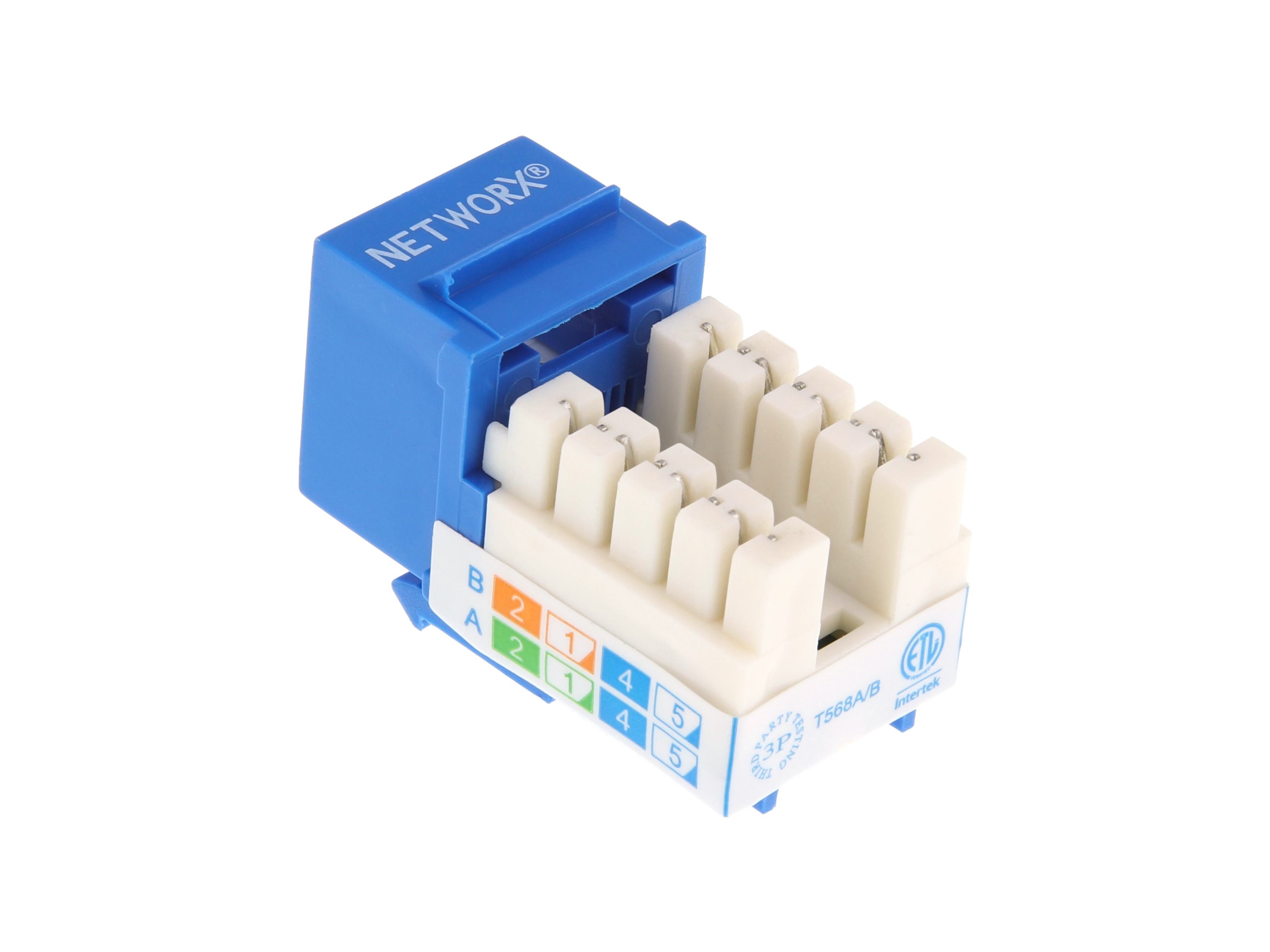 100-Pack LOGICO Cat6 Keystone Jacks – 45-Degree Blue Punch Down RJ45 (KJ6223-100)
