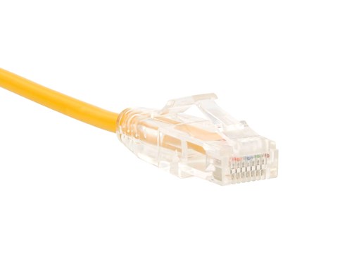 Cat 6 Mini Ethernet Patch Cable - 6 IN, Yellow, Booted