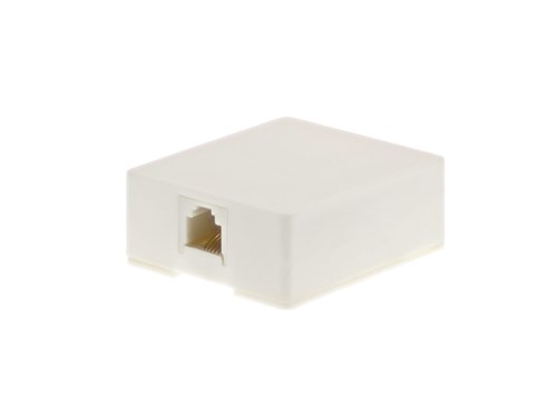 6 Conductor RJ12 White Surface Mount Box with Screw Terminals