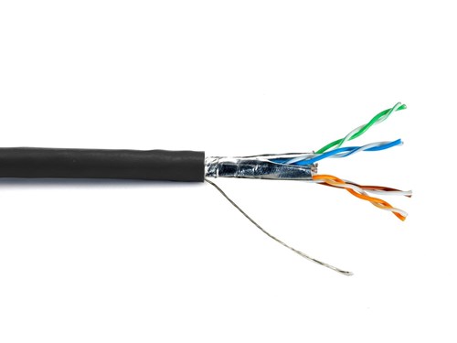 Mini Cat 6A Bulk Cable - Stranded, Black, Riser (CMR), Shielded (F/UTP) - 1000 FT