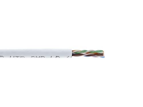 Category 6e Communications Cable - Solid, White, Riser (CMR) PVC - 1000 FT