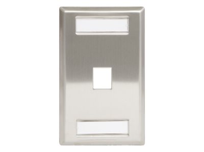 Front view of stainless steel faceplate with 1 port