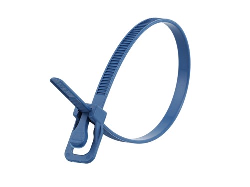6 Inch 50 Lbs Metal Detectable Releasable/Reusable Cable Tie - 100 Pack