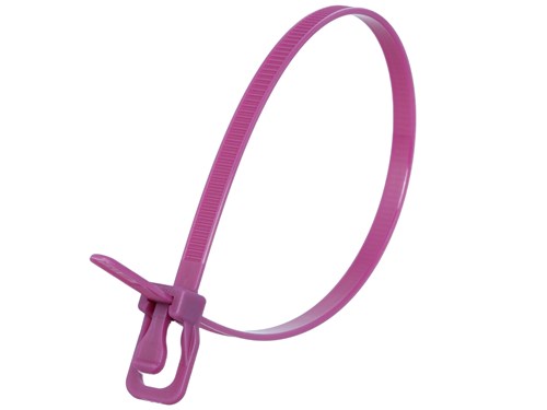 16 Inch 50 Lbs Purple Releasable/Reusable Cable Tie -20 Pack
