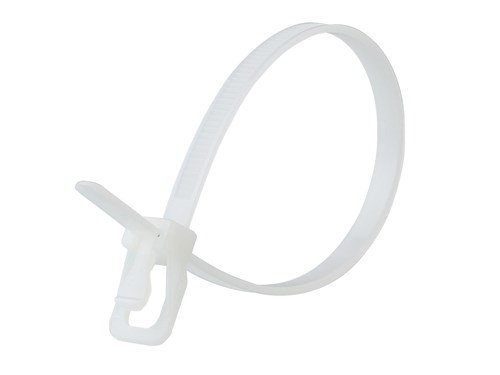 6 Inch 50 Lbs Natural Releasable/Reusable Cable Tie - 100 Pack