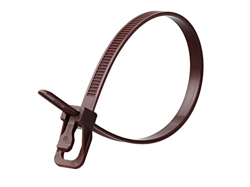 8 Inch 50 Lbs Brown Releasable/Reusable Cable Tie - 100 Pack