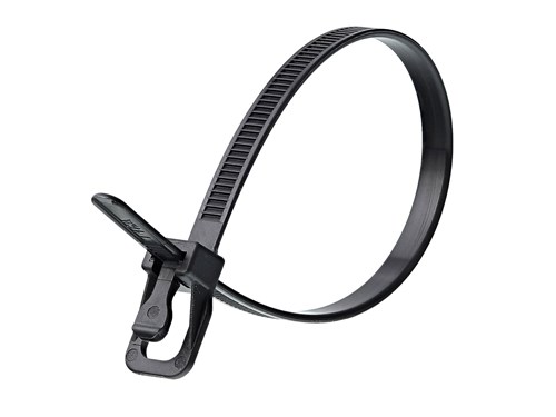 14 Inch 50 Lbs Black Releasable/Reusable Cable Tie -20 Pack