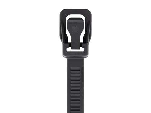 36 Inch UV Black Releasable/Reusable Cable Tie - 100 Pack