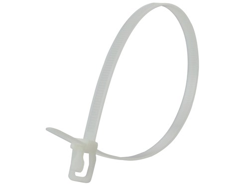 14 Inch 120 Lbs Natural Releasable/Reusable Cable Tie - 100 Pack