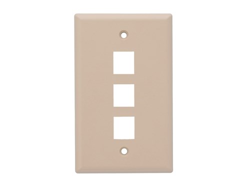 3 Port Keystone Faceplate - Single Gang - Beige