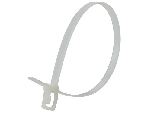 18 Inch 120 Lbs Natural Releasable/Reusable Cable Tie - 20 Pack