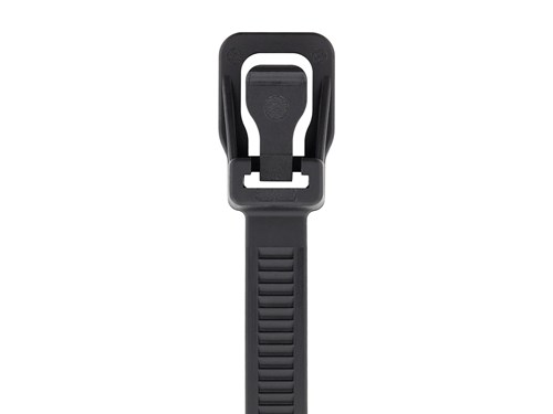 32 Inch 175 Lbs Black Releasable/Reusable Cable Tie - 10 Pack