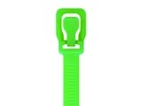 Picture of 32 Inch 175 Lbs Fluorescent Green Releasable/Reusable Cable Tie - 10 Pack