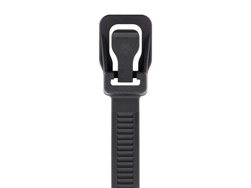 36 Inch 175 Lbs Black Releasable/Reusable Cable Tie - 50 Pack