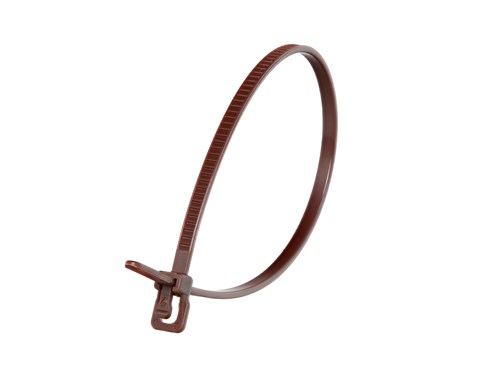 6 Inch 18 Lbs Brown Releasable/Reusable Cable Tie - 100 Pack